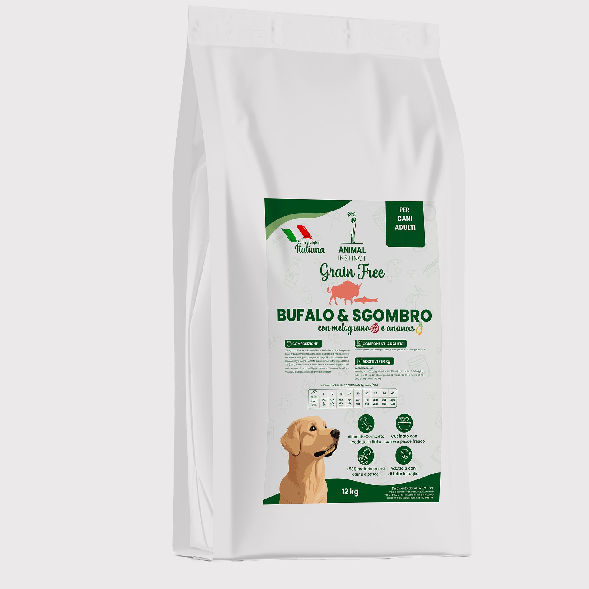 Crocchette Grain Free per Cane Adulto Bufalo e Sgombro