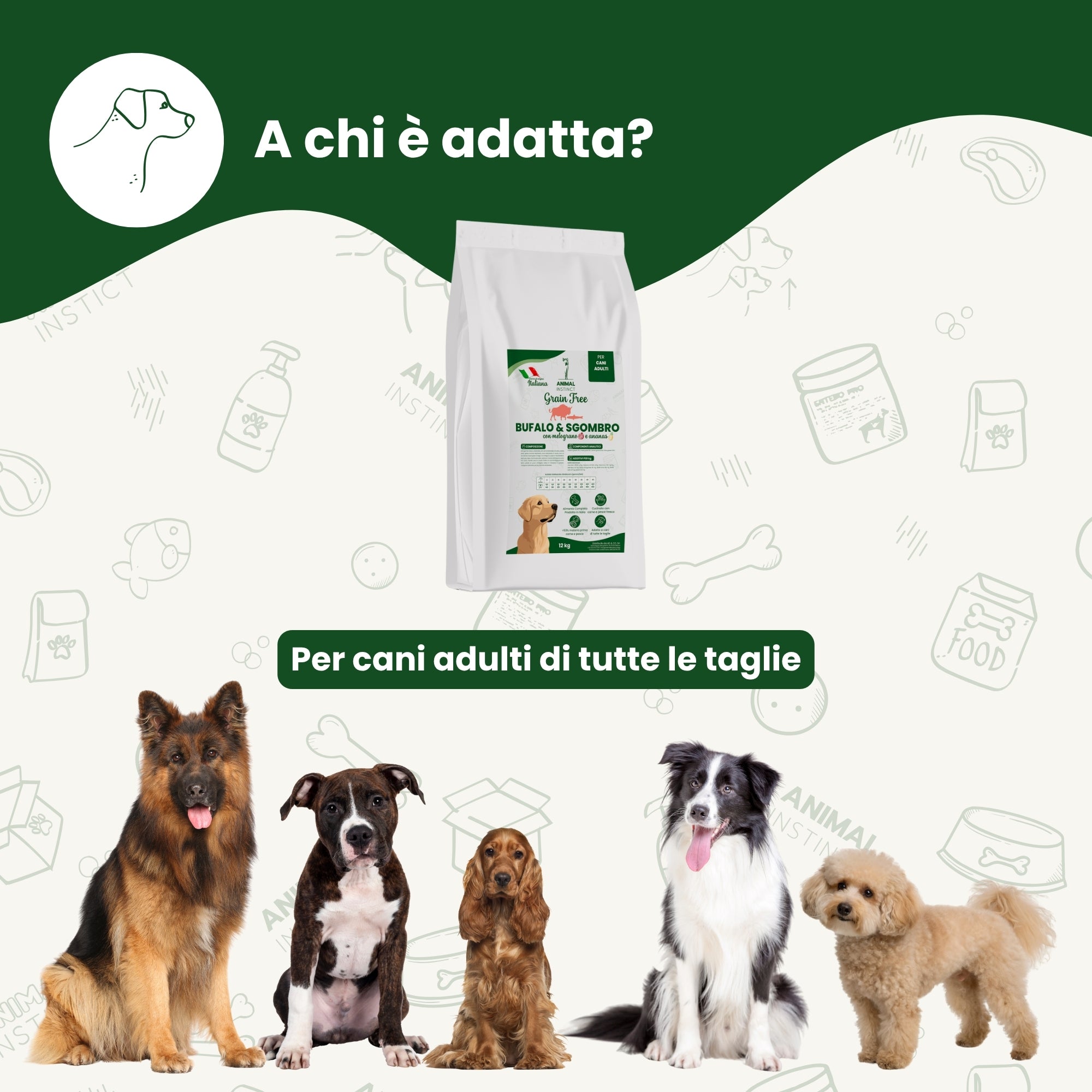 Crocchette Grain Free per Cane Adulto Bufalo e Sgombro