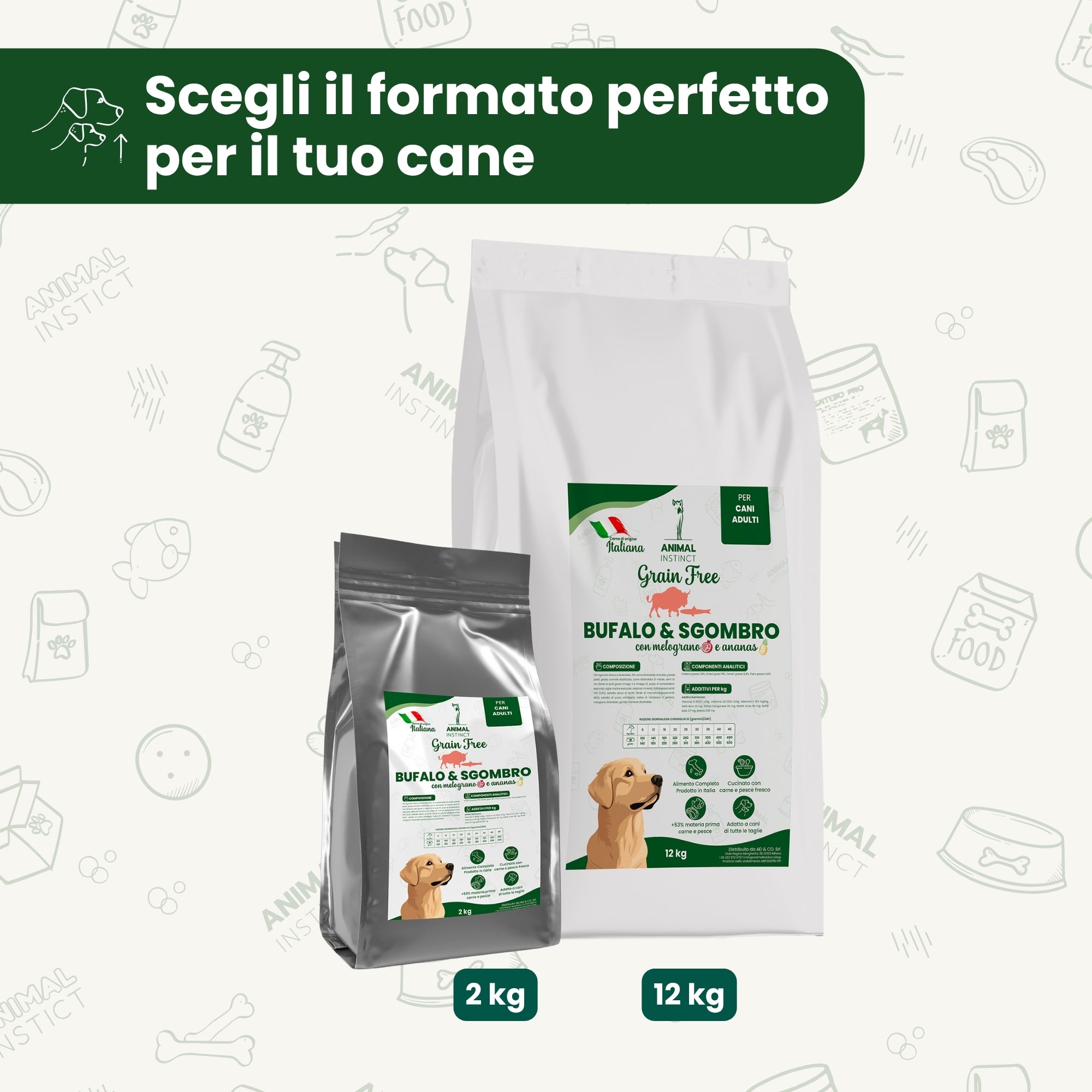 Crocchette Grain Free per Cane Adulto Bufalo e Sgombro