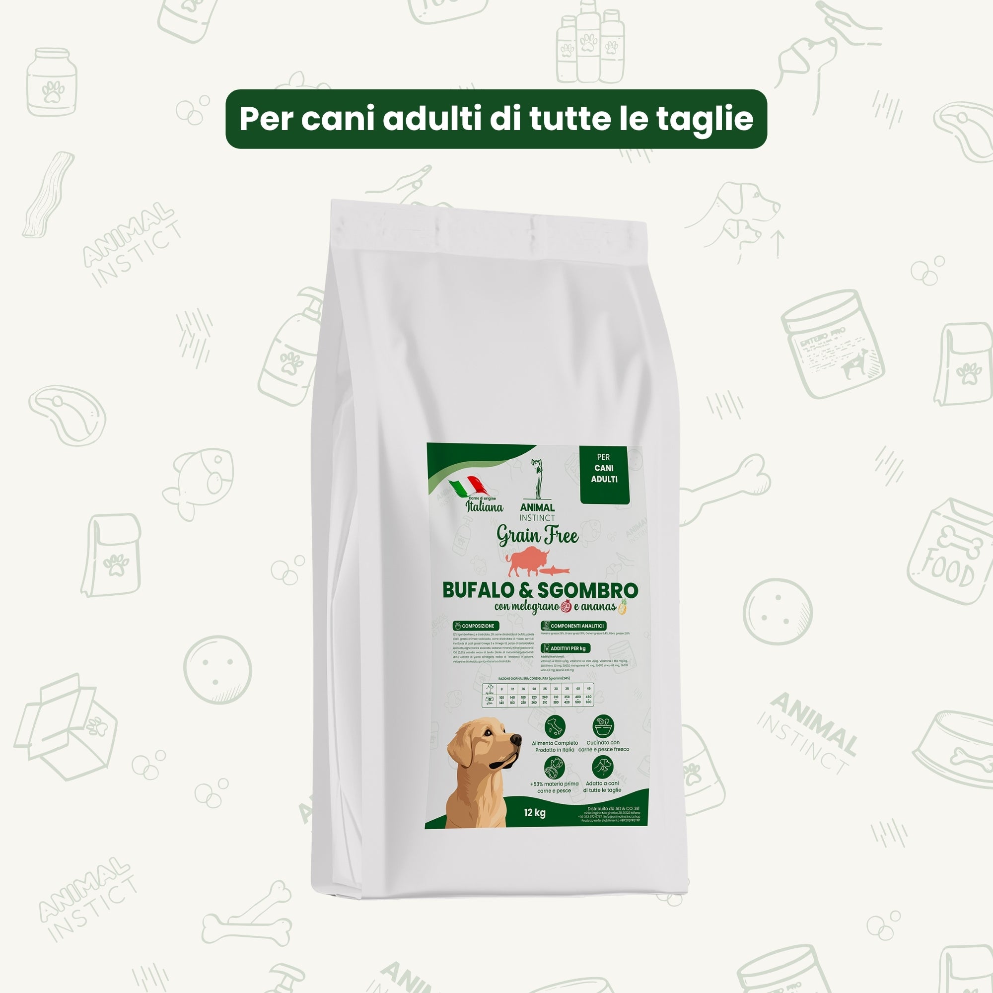Crocchette Grain Free per Cane Adulto Bufalo e Sgombro