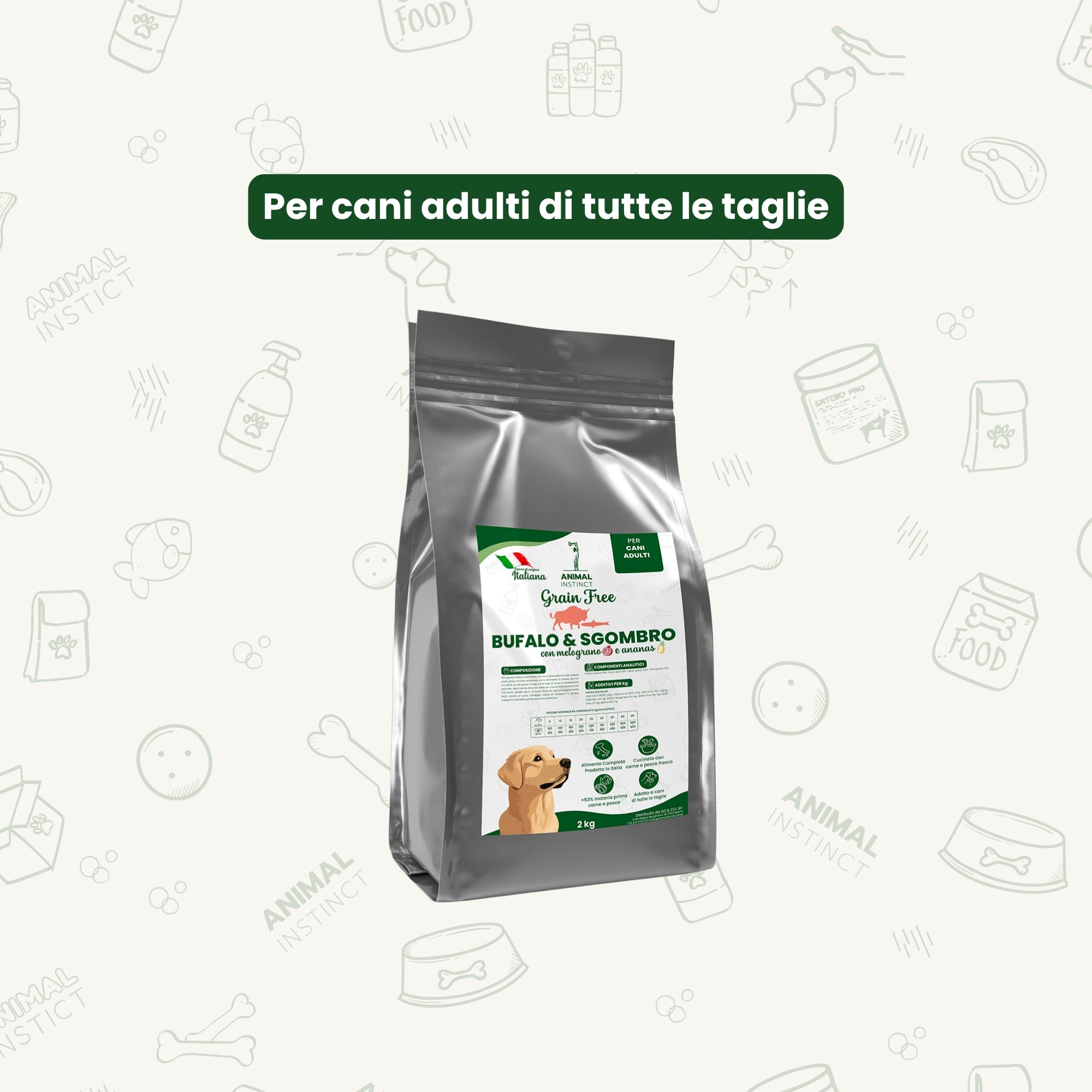 Crocchette Grain Free per Cane Adulto Bufalo e Sgombro